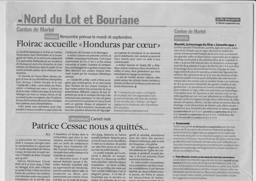 Annonce dans le journal local