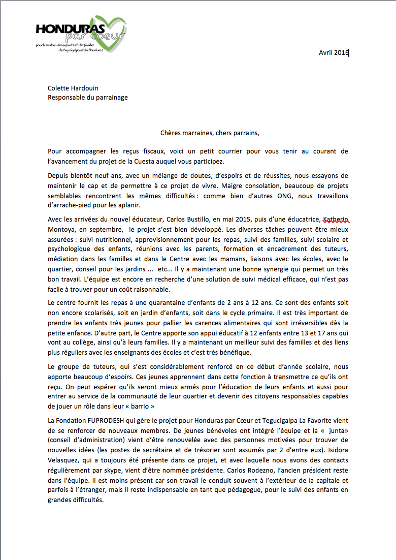 lettre de parrainage association